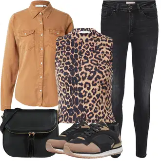 Outfity pro léto Vintage s Černá/Hnědá Taška/Klasická Taška Přes Rameno/Brašna/Sportovní Taška Přes Rameno About You "Letní oblečení"Look: Rad, Šik, Klasické, Elegantní, Cool, Kancelář, Old Money, Vintage