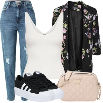 Outfit s Fialová/Černá/Červená/Růžová/Vícebarevný/Zelená Oblek Dámský Potištěný Sako/Dlouhý Sako/Blůzové Sako/Oversize Sako/Elegantní Sako/Boyfriend Sako Pieces "Outfit na léto"