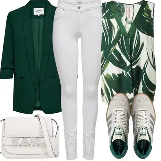 Výstřih na ramena Outfit s Zelená/Tmavě zelená Šaty Móda Pro Plnoštíhlou/Tunika ZABAIONE "Outfit na léto"