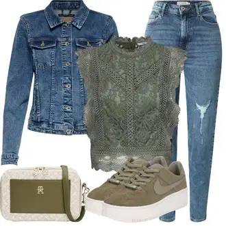 Outfity pro léto Pracovní oděvy s Modrá/Světle modrá Krátké Džínové Bundičky/Džínové Bund Only "Letní oblečení"Look: 90tá léta, Kovbojka, Mom, Western, Pracovní oděvy