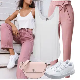 Outfit sa Pink Torba preko ramena/Mala Torbica/Torba Za Preko Ramena/Torba za pisma/Pojasna torbica/Torba za rame Calvin Klein Jeans "Lagana odjeća"