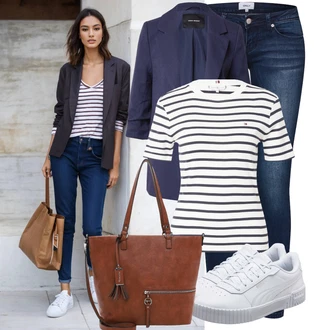 90-ich Skating Outfit sa Svjetloplava/Plava/Siva/Bijela Tanka Tenisica/Kožna Tenisica/Skate cipela/neformalna cipela/Ljetna Tenisica Puma "Moderan outfit za slobodno vrijeme"Look: 90-ich, Nerd, Steampunk, Sportski, Estetika, Skater, Hip Hop, S zakovicama, Skating, Aerobik, Tenis, Skate
