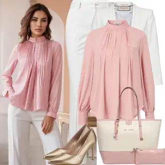 S Pertlanjem Outfit sa Pink Kožna jakna/Bluza/Slip-on Bluza/Razigrana bluza/Dječja igračka/3/4 Bluza/Bluza Vrh/Kožna jakna za muškarce orsay "Uredski Outfit Ljeto"