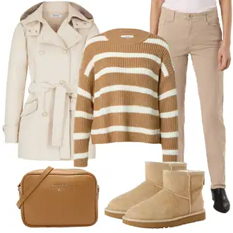 Naguban ovratnik outfit mit Bež/Khaki/Rjava Trenčkot/Duffle Plašč/Lahki Plašč/Prehodni Plašč/Women's Trenchcoats/Volnen zimski plašč morgan "Vsakodnevni Outfit"
