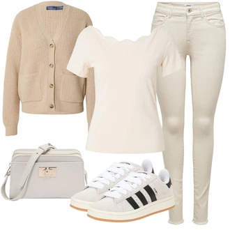 outfit mit Krem/Bela/Bež/Khaki Srajca & majica velike velikosti/Majica & Top/Bluza velika velikost About You "Vsakodnevni Outfit"