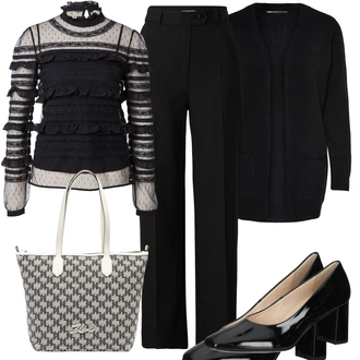 Prevelik outfit mit Črna Pletene velika velikost/Pletenina Only "Vsakodnevni Outfit"Look: Nor, Pisarna, Stari denar, Overdressed, Prevelik, Univerzitetni