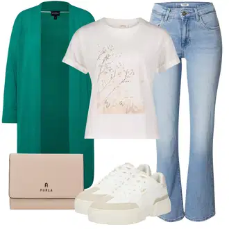 outfit mit Bela/Bež/Khaki/Krem Teddy Superga/Plato-Sneaker/Superge Nizka/Debele Superge Buffalo "Vsakodnevni Outfit"