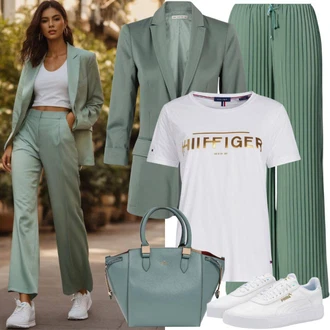 Outfit s Černá/Zelená/Fialová Dvojřadový Sako/Kožená Pánská Bund/Blejzrové Bund/Neformální Sako/Kožená bunda/Kordové Sako/Kožená bunda pro muže/Bavlněný Sako/Boyfriend Sako/Blůzové Sako/Sako s Peřím/Lidové Sako/Cargo Sako Drykorn "Zelené Léto Tiché"