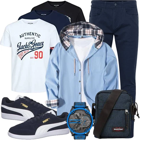 Blau Overall Blend kombinieren
