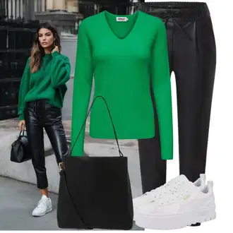 Lesk Outfit s Černá/Bílá/Oranžová/Zelená/Hnědá Kožená Kalhoty/Legíny Kožený Vzhled/Tregíny/Jeggings/Kožený Legíny/Kalhoty z Umělé Kůže/Skinny Kalhoty Only "Trendový podzimní outfit"