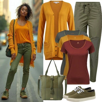Duha Outfit s Vícebarevný Košile s potiskem/Tričko s potiskem/Těhotenské tričko/Fancy tričko bittersweet paris "Barevný podzimní outfit"