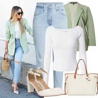Outfit sa Bež/Bijela JOOP! "Odjeća u jesenskim bojama"