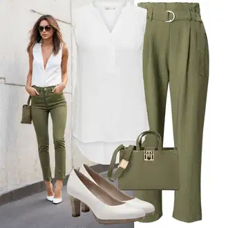 Outfity pro práci S křivkami s Šedá/Bílá/Krémová Tunika Only "Lehký outfit"
