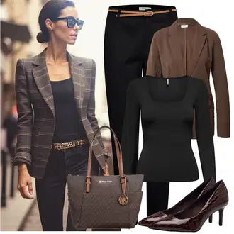 Outfit sa Smeđa/Kaki/Bež/Siva/Tamnosmeđa Odijelo JdY "Cool jesenski outfit"