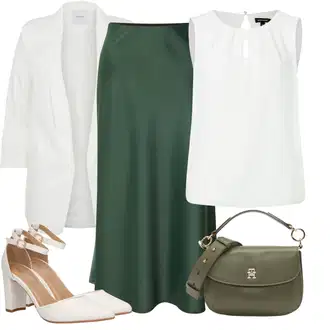 Zapínání na knoflíky Outfit s Bílá/Žlutá/Šedá Tričko & Top Halenka Bez Rukávů/Tričko s grafikou/Pánské boty More & More "Vkusný podzimní outfit"