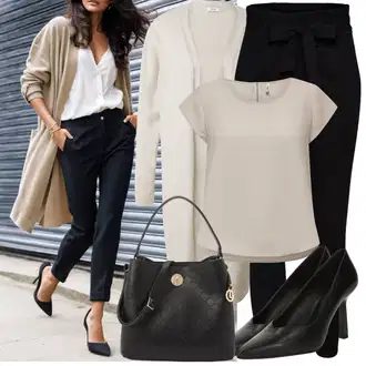 Outfity pro práci S křivkami s Khaki/Hnědá/Béžová Halenka Móda Pro Plnoštíhlou/Tričko & Top Móda Pro Plnoštíhlé/Tunika Only "Vzhled casual"