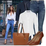 Kombinace Halenek s Džíny s Vysokým Pasem image