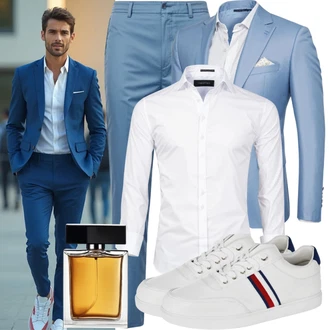 Stil, Western Outfit mit Hellblau/Blau Lederjacke/Sakko/Boyfriend Blazer/Baumwoll ­Blazer/Lederjacke für Männer/Eleganter Blazer/Lässiger Blazer Jack & Jones "Business Outfit"Look: Classic, Premium, Stil, Büro, Smart Casual, Business, Edel, Preppy