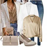 Outfity s bílými a černými blůzovými saky image