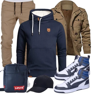 Outfit mit Braun/Grün Winter Parka KEFITEVD "Cool Outfit"