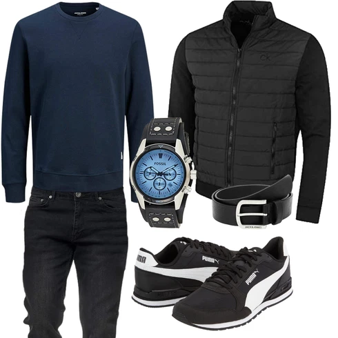 Schwarz/Grau 2in1 Jacke/IsolationsJacke/KunstfaserJacke/MerinoJacke/ThermoJacke/HybridJacke Calvin Klein kombinieren