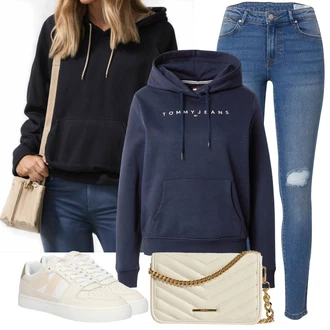Outfit sa Plava Kožna Jakna/Čizma do Gležnja/Kožne Cipele/Traperice s Rupom/Kožne jakne/Traperice s Prorezom/Push-up Traperice/High Waist Traperice VERO MODA "Lagana odjeća"