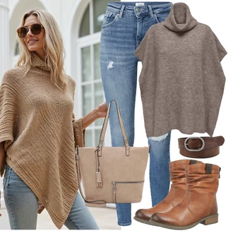 Outfit sa Bež/Smeđa/Crvena Čizmica Zimska gležnjača/ljetna gležnjača/Kožna gležnjača/Ravna Gležnjača/Čizma s patentnim zatvaračem/Podstavljena Gležnjača/Motociklistička čizma/Vintage Gležnjača Rieker "Cool jesenski outfit"