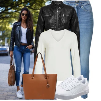 90-ich Skate Outfit sa Svjetloplava/Plava/Siva/Bijela Tanka Tenisica/Kožna Tenisica/Skate cipela/neformalna cipela/Ljetna Tenisica Puma "Jesenski outfiti"Look: 90-ich, Nerd, Steampunk, Sportski, Estetika, Skater, Hip Hop, S zakovicama, Skating, Aerobik, Tenis, Skate