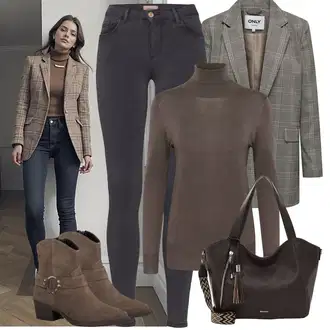 Outfit sa Siva/Bež/Tamnozelena/Zeleno Odijelo Only "Cool jesenski outfit"