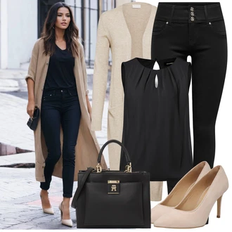 Zapínání na knoflíky Outfit s Černá Tričko & Top Top Na Party/Halenka Bez Rukávů/Pánské boty More & More "Lehký outfit"