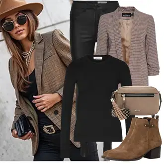 Outfit sa Smeđa/Tamnosmeđa/Bež ljetna gležnjača/Chelsea Gležnjača/Kožna gležnjača/Vintage Gležnjača/Western Gležnjača/Kaubojska čizma/Ravna Gležnjača/Podstavljena Gležnjača Tamaris "Cool jesenski outfit"