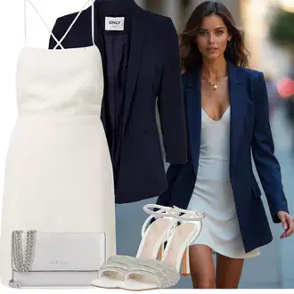 Výstřih na ramena Outfit s Bílá/Hnědá/Khaki Šaty Na Ramínko/Pouzdrové Šaty/Letní Šaty/Šaty s výstřihem/Žerzejové Šaty/Šaty S Rovným Střihem/Šaty na tenké ramínko A Lot Less "Trendový podzimní outfit"