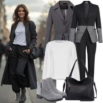 outfit mit Khaki/Siva/Krem/Bež/Rjava/Bela Poletni Plašč/Women's Trenchcoats/Plašč iz Kašmirja/Trenčkot/Midi Plašč Drykorn "Elegantni jesenski outfit"