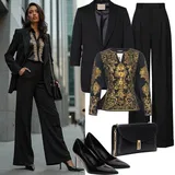 ?erné a Zlaté Boty Na Podpatku Outfity image