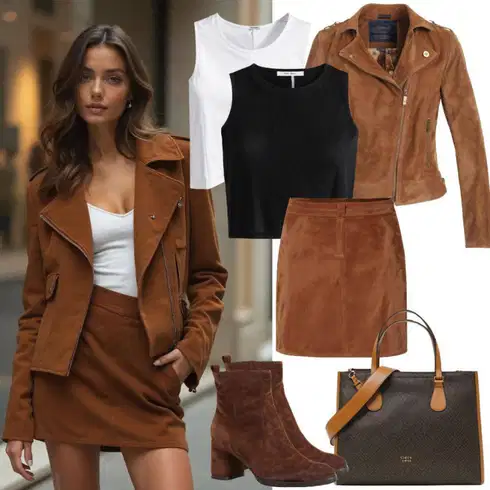 Kombinace Hnědá/Tmavě hnědá Krátká Sukně/Sukně z umělé kůže/Manšestrová sukně/Kožená Sukně Kožená Minisukně/70tá Léta Minisukně/Kožená Sukně VERO MODA kombinovat s Tmavě zelená/Zelená Zimní Kabát/Kabát se Zipem/Péřový Kabát/Parka/Kabát s Kapucí/Dlouhý Zimní Kabát/Dlouhý Péřový Kabát/Přechodový Kabát/Prošívaný Kabát Only