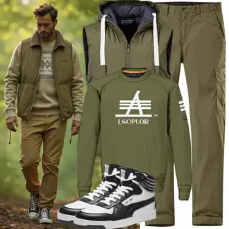 Outfit mit Dunkelgrün Portemonnaie/Smartphone Tasche/Tragetasche/Brieftasche/Beuteltasche/Kosmetiktasche/Kosmetiktasche Carhartt Wip "Freizeit Outfit"