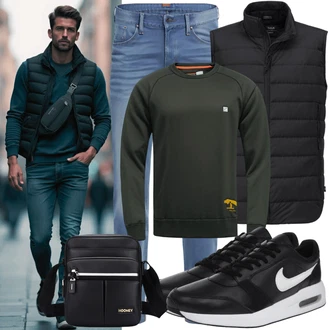 Outfit mit Blau/DunkelBlau/Lila Biker Jeans/Sportschuhe/High Waist Jeans/Low Rise Jean/Low Waist Jean/Push up Jeans/Lederjacke/Slim Fit Jeans/Schlupfjeans/Straight Leg Jean/Leder Schuhe/Sweatjeans/Thermojeans/Winterjacke witt "Freizeit Outfit"