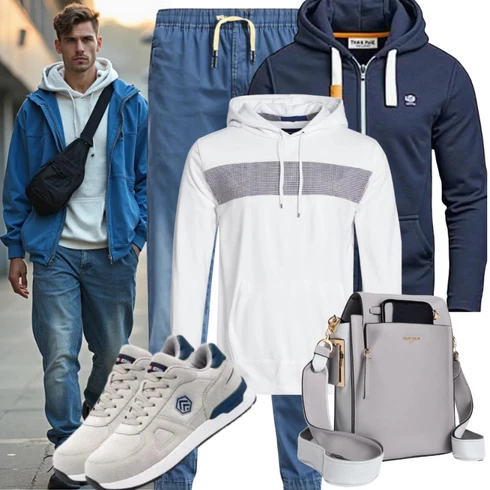 Blau/Grau Jeans T-Shirt/SweatJeans/Tapered-Jeans Buffalo kombinieren mit Dunkelblau Vintage Hoodie/Hoodie/Ausgefallener Hoodie/Unisex Hoodie/Sport Hoodie/Strick Hoodie/Sport Sweatshirt Carhartt, Grau Sport Hoodie/Fleece Pullover MAGCOMSEN