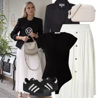 Outfit sa Crna Boyfriend Sako/Elegantni Sako/Sako Jakna/Kožna Jakna za Muškarce/Kožna Jakna za muškarce/Sakoi za Bluzu/Kratki Sako/Sako s Perjem/Dvoredni Sako/Sako od smokinga/Kožna Jakna B.young "Odjeća za jesen"