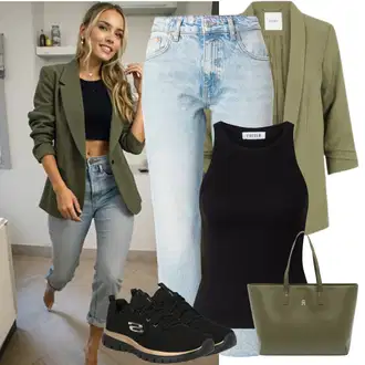 Vintage Outfit s Světle modrá/Modrá Girlfriend Džíny/Dad Džíny/Boyfriend Džínové kalhoty/Formální Košile/Zkrácené Džíny/Mom Jean/Vintage džíny Topshop "Perfekt na podzim"Look: Styl, 90tá léta, Vintage