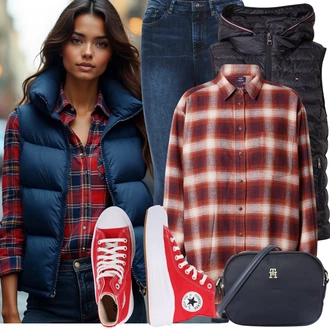 Ležerne kombinacije sa Crna/Tamnoplava Parka velike veličine "Cool jesenski outfit"