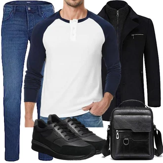 Outfit mit Mischfarben/Schwarz Wintermantel/Winter Parka YOUTHUP "Herbst Outfits"