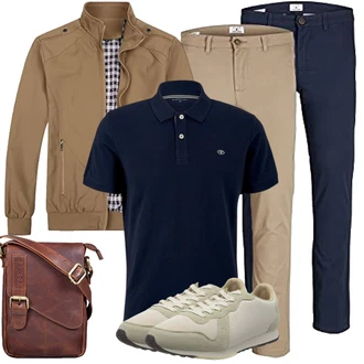 Motorrad Outfit mit Khaki/Beige/Braun 2in1 Jacke/Uniformjacke/Jacke mit Seitlichem Reißverschluss/Innenfutter Jacke/Nylonjacke/Herbstjacke/Sommerjacke/Frühlingsjacke/Bomberjacke/Leichte Jacke YOUTHUP "Herbst Outfits"Look: Baseball, Angeln, Fitness, Motorrad, Freizeit, Reiten, Jagd