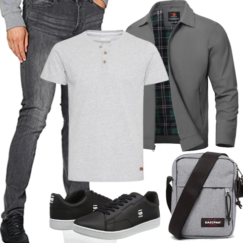 HellGrau/DunkelGrau/Grau Shirtjacke/Sportjacke/Jacke mit Seitlichem Reißverschluss/Frühlingsjacke/Merinojacke/Schlupfjacke/Uniformjacke YSENTO kombinieren