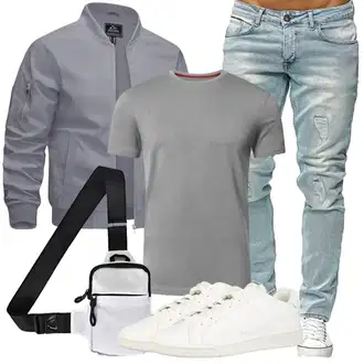 Outfit mit Grau/Weiß Sneaker Nike "Herbst Outfits"