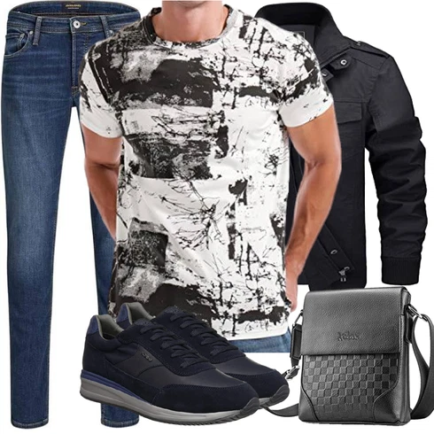 Schwarz/Dunkelgrau/Dunkelblau 2in1 Jacke/Cargojacke/Uniformjacke/Fliegerjacke/Funktionsjacke/Winterjacke/Motorradjacke/Herbstjacke/Jacke mit Seitlichem Reißverschluss/Reitjacke/Militärjacke/Outdoorjacke MAGCOMSEN kombinieren mit Schuh Sneaker Geox