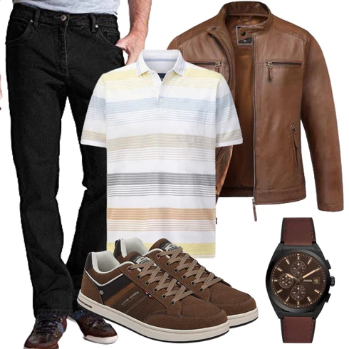 Sneaker AX BOXING kombinieren mit Braun/Dunkelbraun Bikerjacke/Motorradjacke/Leder Bomberjacke/KunstLederjacke/Vintage Lederjacke/Lederjacke Amaci&Sons
