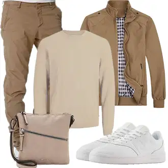 Motorrad Outfit mit Khaki/Beige/Braun 2in1 Jacke/Uniformjacke/Jacke mit Seitlichem Reißverschluss/Innenfutter Jacke/Nylonjacke/Herbstjacke/Sommerjacke/Frühlingsjacke/Bomberjacke/Leichte Jacke YOUTHUP "Herbst Outfits"Look: Baseball, Angeln, Fitness, Motorrad, Freizeit, Reiten, Jagd