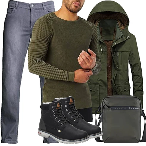 DunkelGrün/Grau/Dunkelgrau/Grün Wasserdichte Tasche/Militär Tasche/MannsTasche Bugatti kombinieren