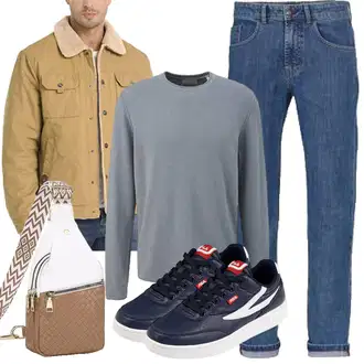 Mit Bauch Outfit mit Braun/Beige Gürteltasche/Handytasche/Gürteltasche/Schultertasche/Umhängetasche Suweir "Herbst Outfits"